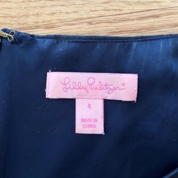 Metallic Navy and Gold Striped Dress - Picture 4 of 5